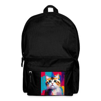 Oil Painting Style Domestic Cat Portrait Design - Backpack - black - Front