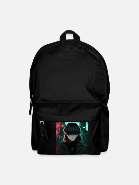 Dystopische Jungfrau: Frau in Schwarz im Anime-Stil - Rucksack - Schwarz