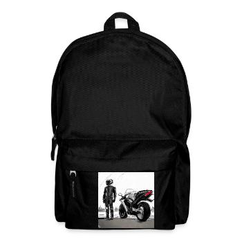 Dessin au crayon de moto - Sac à dos - noir - Devant