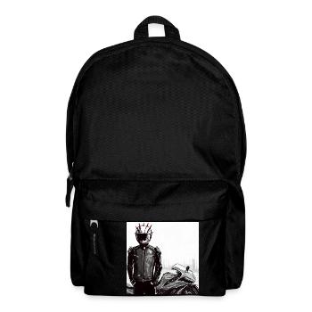 Motorcycle Pencil Drawing - Backpack - black - Front