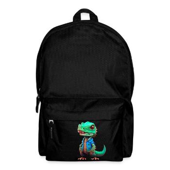 small T-Rex in denim jacket - Backpack - black - Front