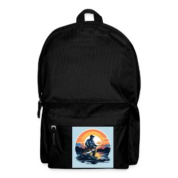 Fischer Sport Angler Sticker Outdoor Angeln Angel - Rucksack - Schwarz - Vorne