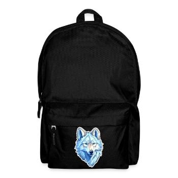 Wolf Kostüm blauer Wolfskopf Werwolf und - Rucksack - Schwarz - Vorne