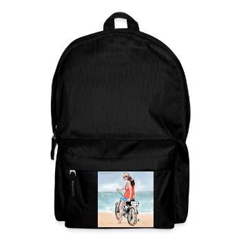 Frau auf dem Moped - Rucksack - Schwarz - Vorne