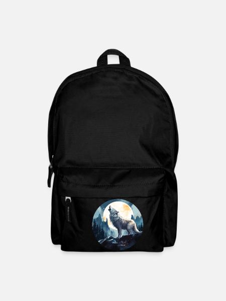 A Wolf Howling Under the Full Moon - Backpack - black