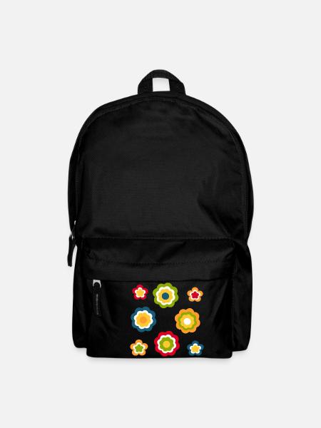 70er Jahre Blume Muster Retro Hippie Festival - Rucksack - Schwarz