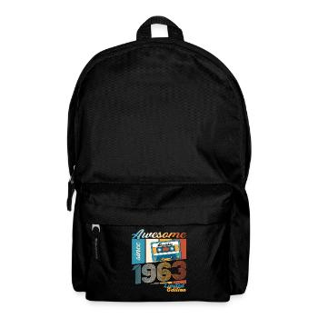 60. Geburtstag Kassette Dezember Jahrgang 1963 - Rucksack - Schwarz - Vorne