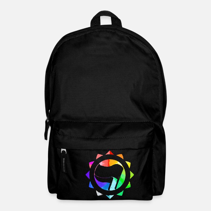REGENBOGEN BUNT ANTIFASCHISTISCH - Rucksack - Schwarz