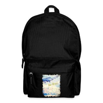 Be free - Old Airplane - Vintage Look - Rucksack - Schwarz - Vorne