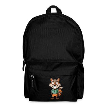 Mischievous Raccoon with a Sly Grin - Cartoon - Backpack - black - Front