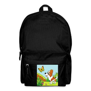 Curious Papillon Investigating a Butterfly - Backpack - black - Front