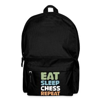 retro chess funny sayings eat sleep repeat - Backpack - black - Front