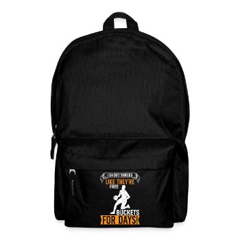Ich schieße Dreier, als wären sie frei - Eimer für den Tag - Rucksack - Schwarz - Vorne