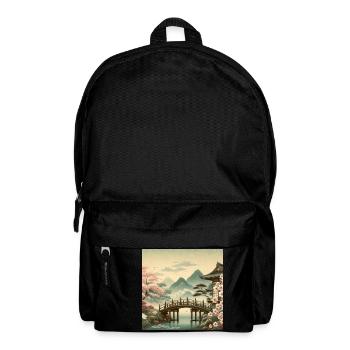 Japan Vintage Holzbrücke - Rucksack - Schwarz - Vorne