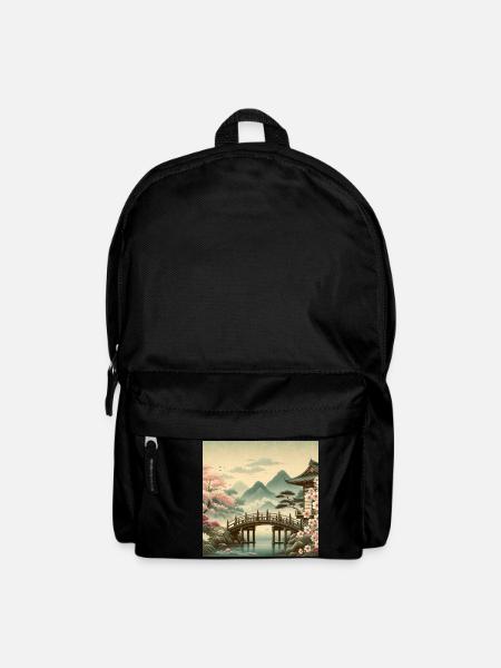 Japan Vintage Wooden Bridge - Backpack - black