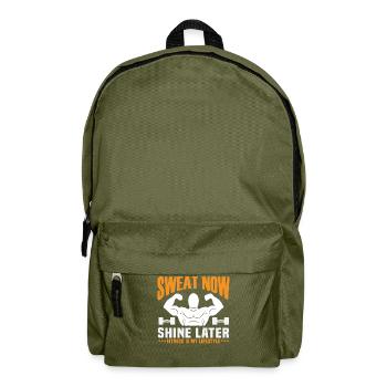 Sweat Now, Shine Later - Fitness Is My Lifestyle. - Backpack - olive green - Front
