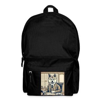 Akita am Schreibtisch - Ukiyo-e Stil - Rucksack - Schwarz - Vorne