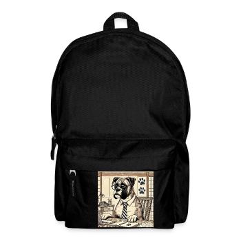 Boxer at the desk - ukiyo-e style - Backpack - black - Front