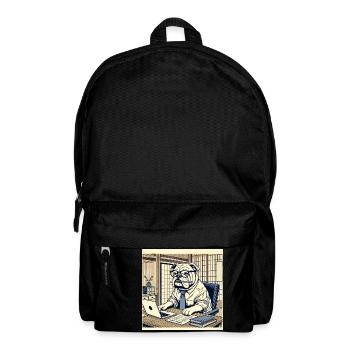Bulldog at the Desk - Ukiyo-e Style - Backpack - black - Front