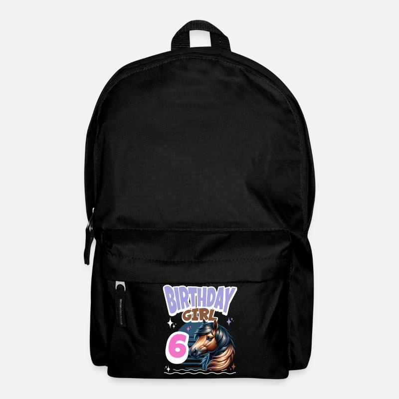 Pferd 6. Geburtstag Mädchen Kinder - Rucksack - Schwarz