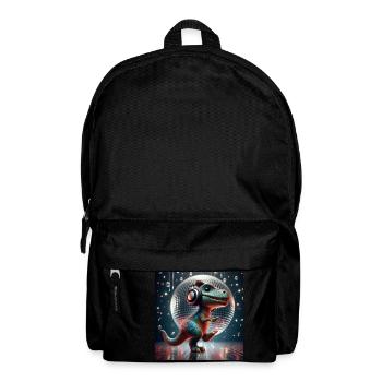 Tanzender Dino - Disco, Musik, Tyrannosaurus - Rucksack - Schwarz - Vorne