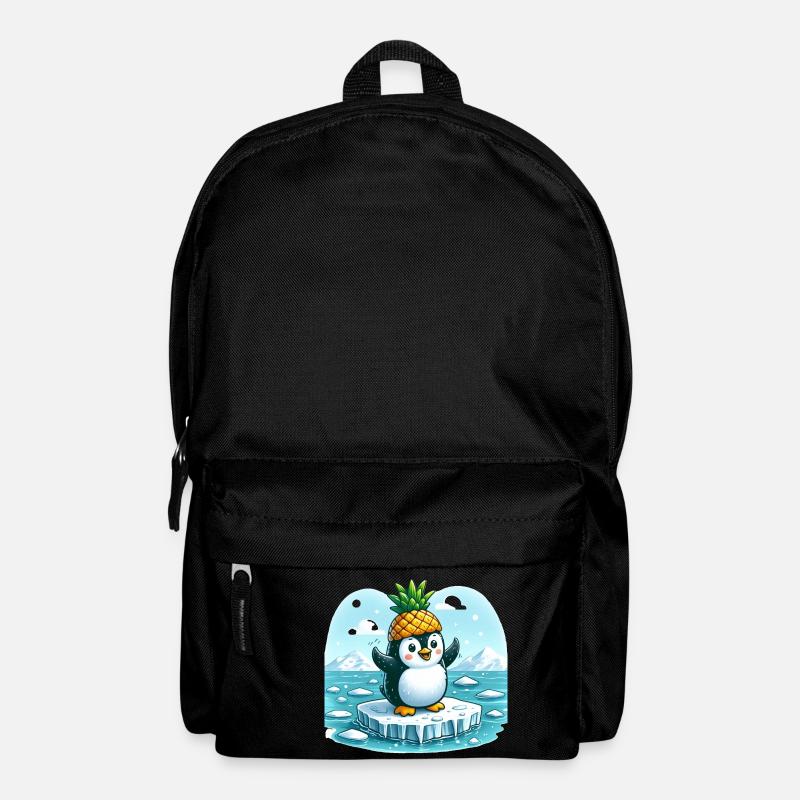 Witziger Pinguin mit Ananas auf Eisscholle - Rucksack - Schwarz
