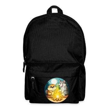 Beaver and Wolf - Friends at the Campfire - Backpack - black - Front