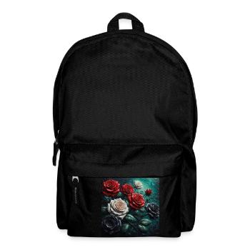 Arrangement aus Rosen in Rot, Weiß und Schwarz - Rucksack - Schwarz - Vorne