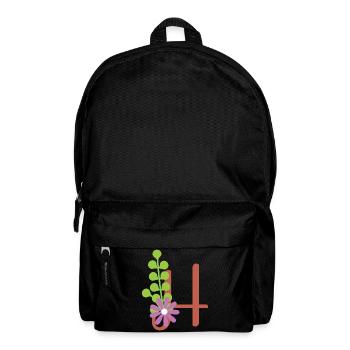 Eleganter Buchstabe 'H' mit Blumen - Rucksack - Schwarz - Vorne