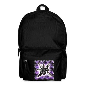 Creatively patterned blob on black and violet - Backpack - black - Front