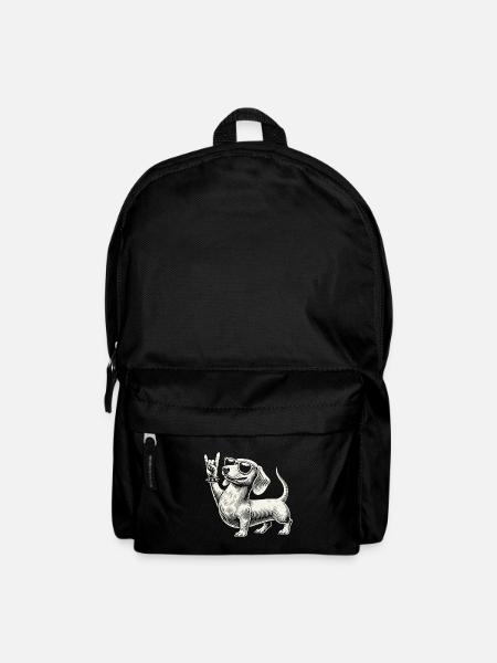 Cooler Dackel Rock Musik Heavy Metal Festival Spaß - Rucksack - Schwarz