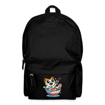 Chat kawaii avec bol de nouilles ramen style anime - Sac à dos - noir - Devant