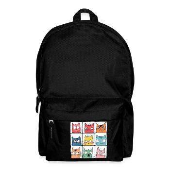 Comic Katzen | mürrische Gesichter | 3x3 Raster - Rucksack - Schwarz - Vorne