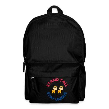 Stand Tall, Stay Unique – Cute Giraffe Motivationa - Backpack - black - Front