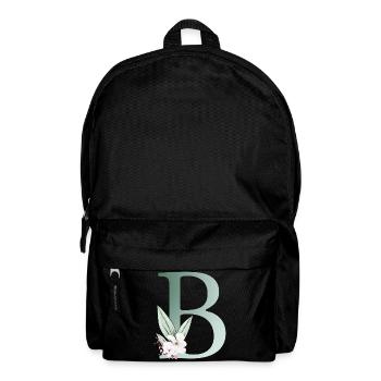 B Monogramm, Floral, personalisierbar - Rucksack - Schwarz - Vorne