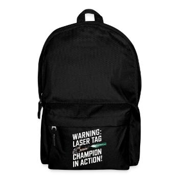 Achtung: Lasertag-Champion in Aktion! - Rucksack - Schwarz - Vorne