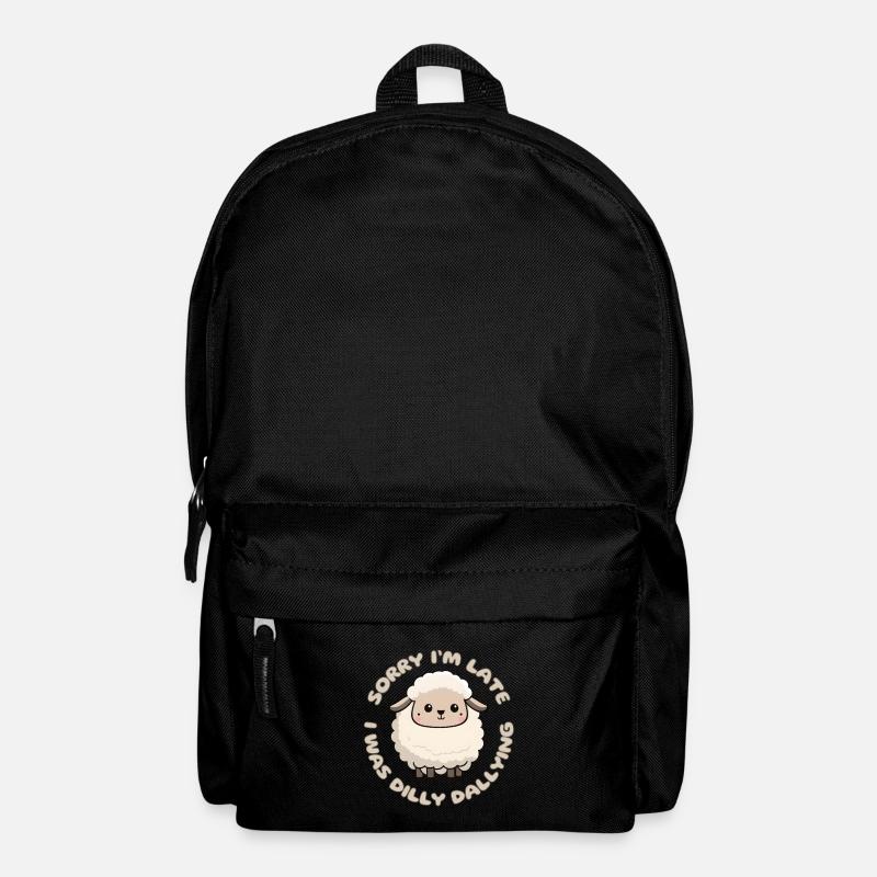 Désolé je suis en retard, j’étais Dilly Dallying Agneau mignon - Sac à dos - noir