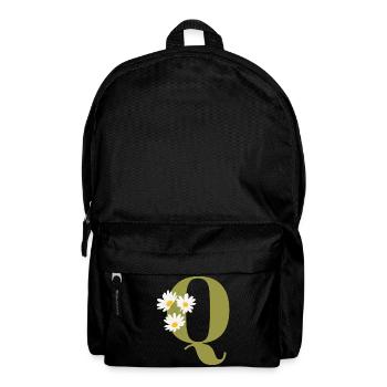 Letter q green daisies - Backpack - black - Front