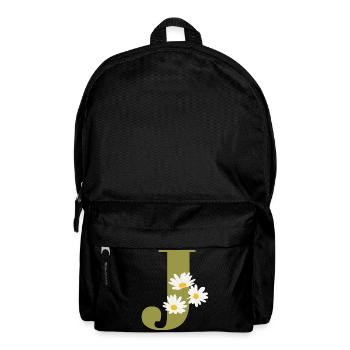 Lettre j vert marguerites - Sac à dos - noir - Devant