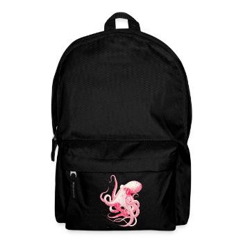 Vintage Octopus Illustration in Red & Pink - Backpack - black - Front