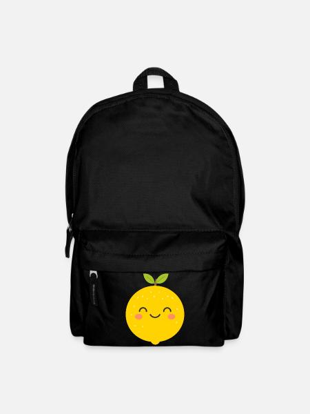 Cheerful Lemon Smile Cartoon - Backpack - black