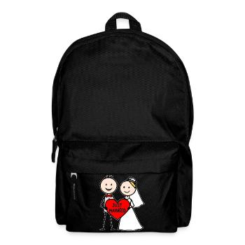 Couple de mariage Cartoon Heart Fraîchement marié - Sac à dos - noir - Devant