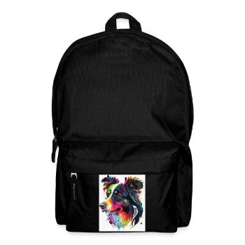 Regenbogen-Porträthund - Rucksack - Schwarz - Vorne
