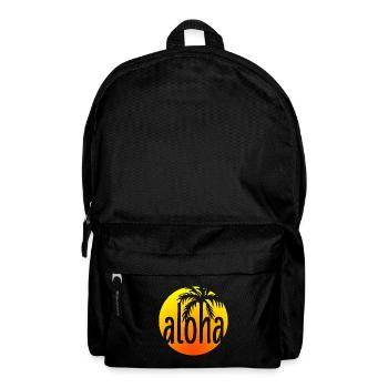 Aloha! with palm tree and sunset - Hawaii - Backpack - black - Front