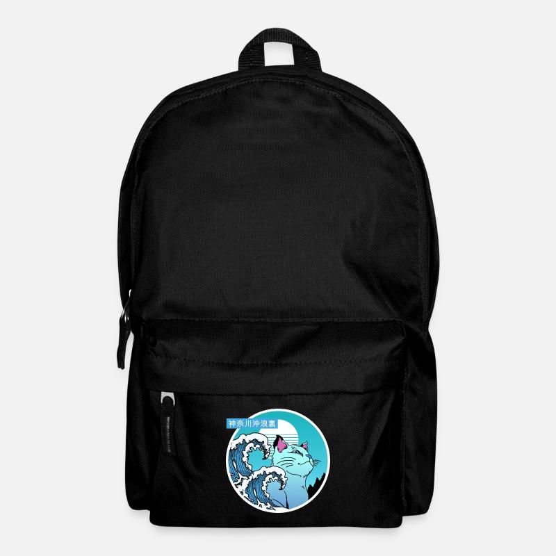 Cat and big wave - Backpack - black