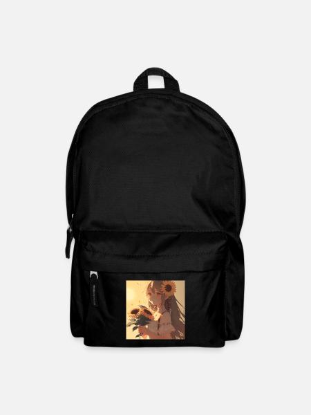 Anime Girl Anime Mädchen Waifu Otaku Sonnenblumen - Rucksack - Schwarz