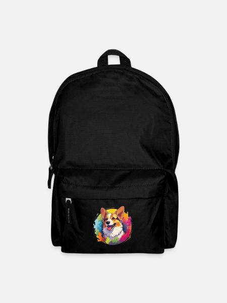 Corgi on colorful watercolors - Backpack - black