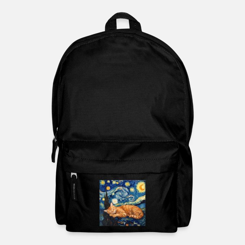 katze, tier, van gogh, sternenacht - Rucksack - Schwarz
