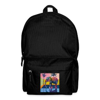 elephant, colorful, animal, gift, gift idea - Backpack - black - Front