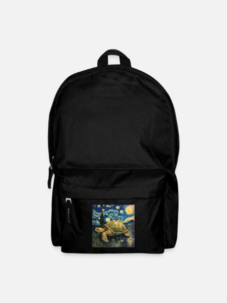schildkröte, van gogh, sternennacht - Rucksack - Schwarz